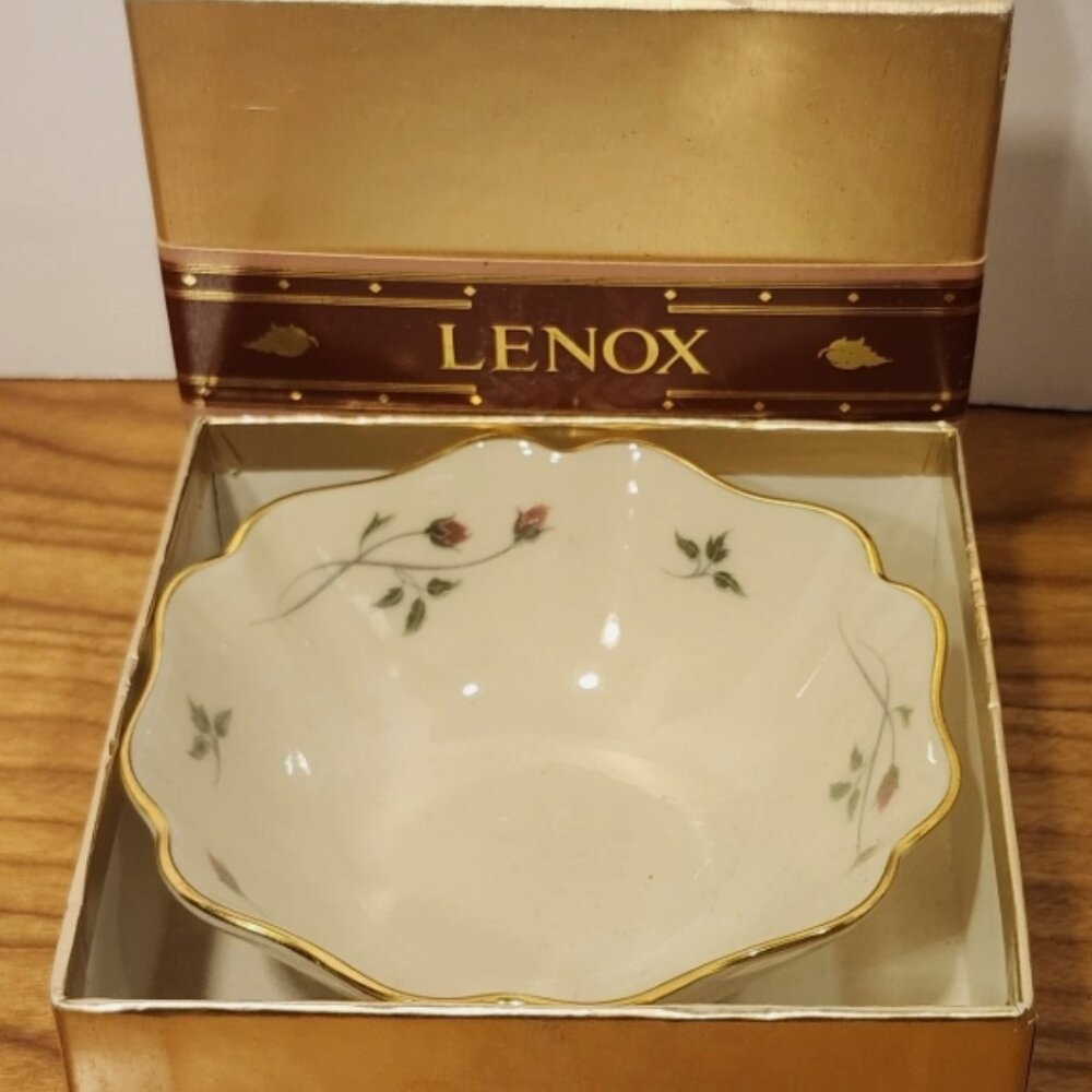 Lenox Rose Manor Jewelry 4" Dish Fine China, 24k Gold Trim, Orig Box